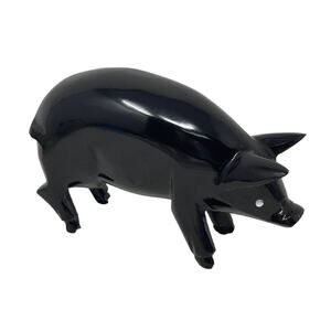 Large Heavy Hand Carved Onyx Marble Natural Stone PIG HOG STATUE FIGURINE 6"